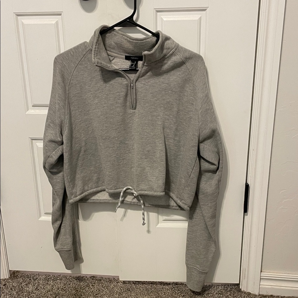 Gray Quarter-Zip Women's Top